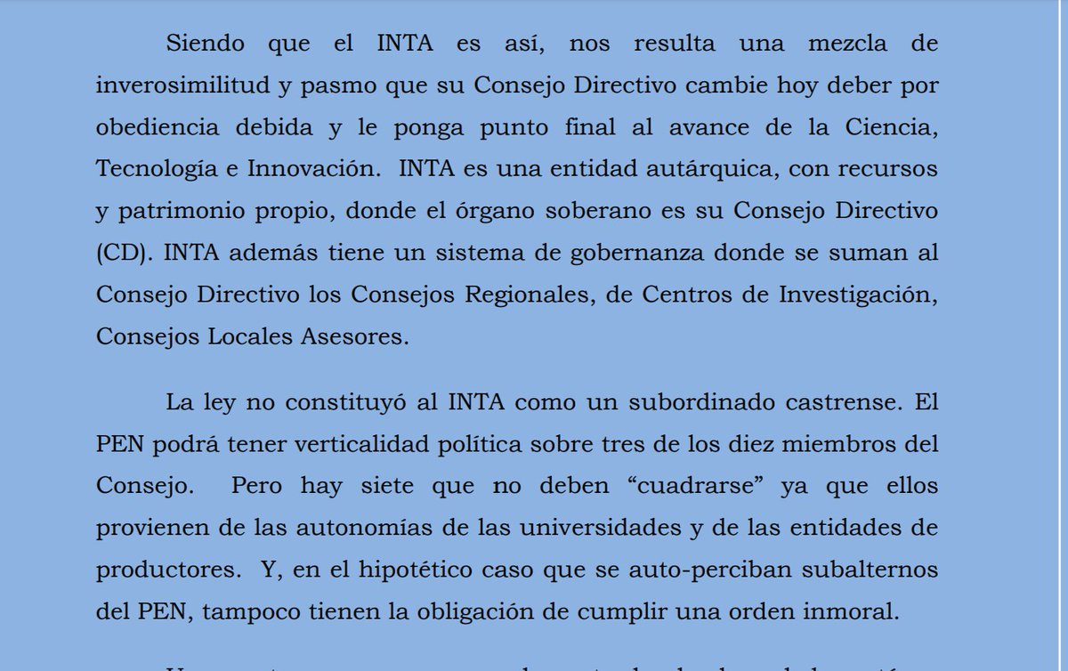 Jamás imaginé que fuera posible que Ex Presidentes del INTA se dirijan a la comunidad de esta manera. 

"No permitan este atropello denigrante y mercantil para con una de las instituciones de ciencia y técnica más prestigiadas de América Latina y del mundo"

Lean 👇