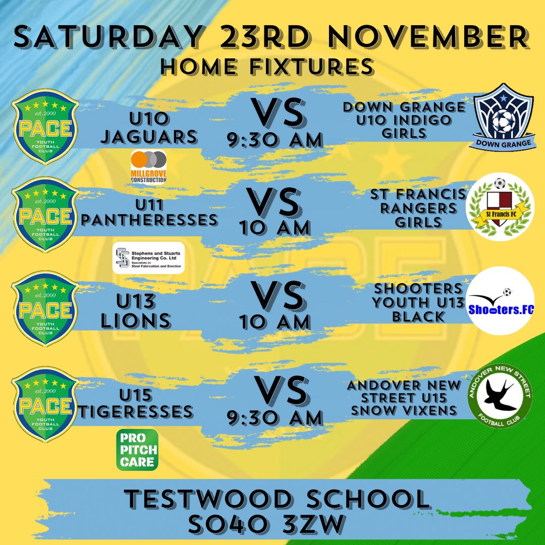 💛Saturday Home Fixtures💛