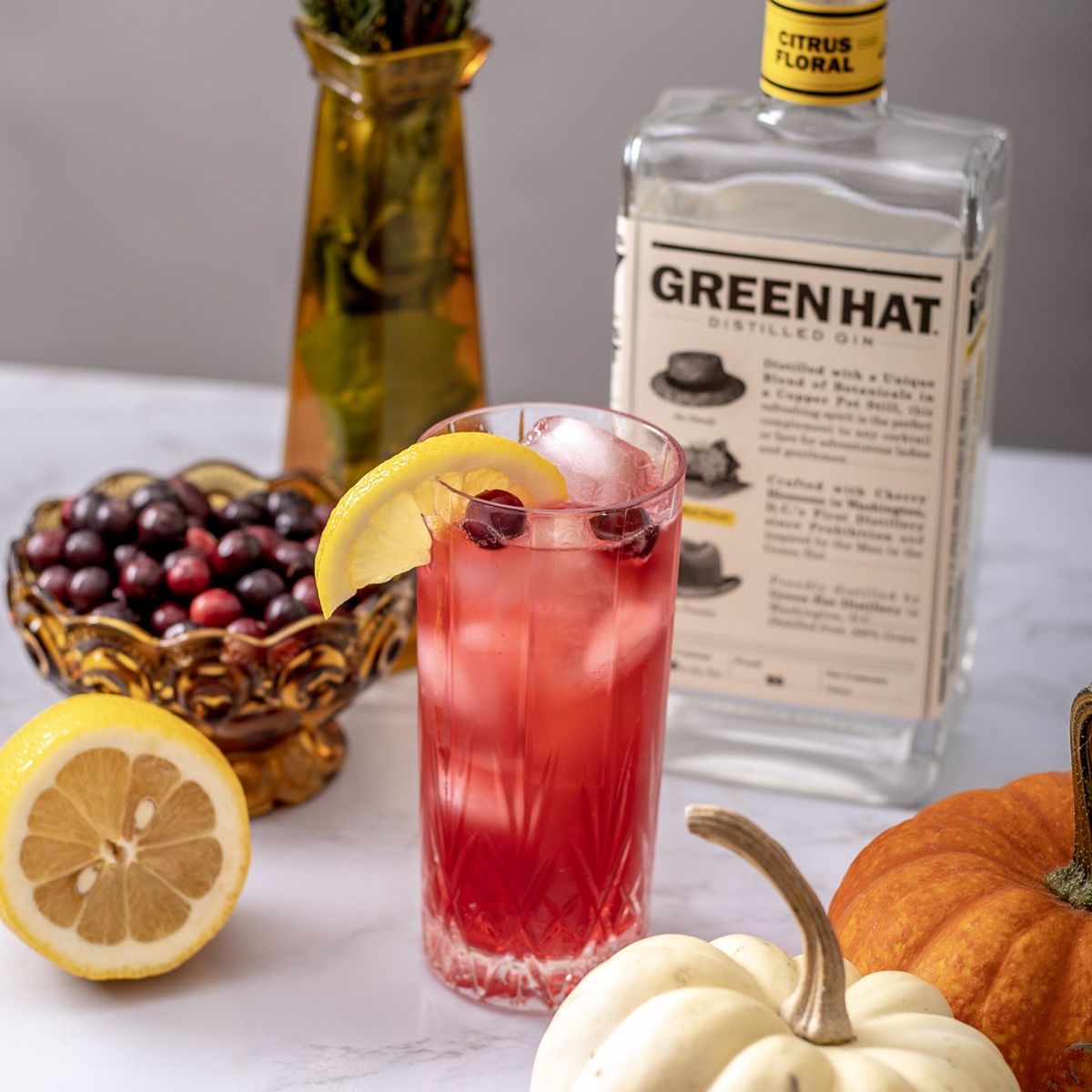 Get festive with the tart and tasty Green Hat Cranberry G&amp;T cocktail.

Ingredients
2 oz Green Hat Citrus/Floral Gin
.5 oz Simple Syrup
.5 oz Lemon Juice
1 tsp Cranberry Sauce
Tonic Water

Find Green Hat Citrus/Floral Gin near you at greenhatgin.com/findgreenhat.