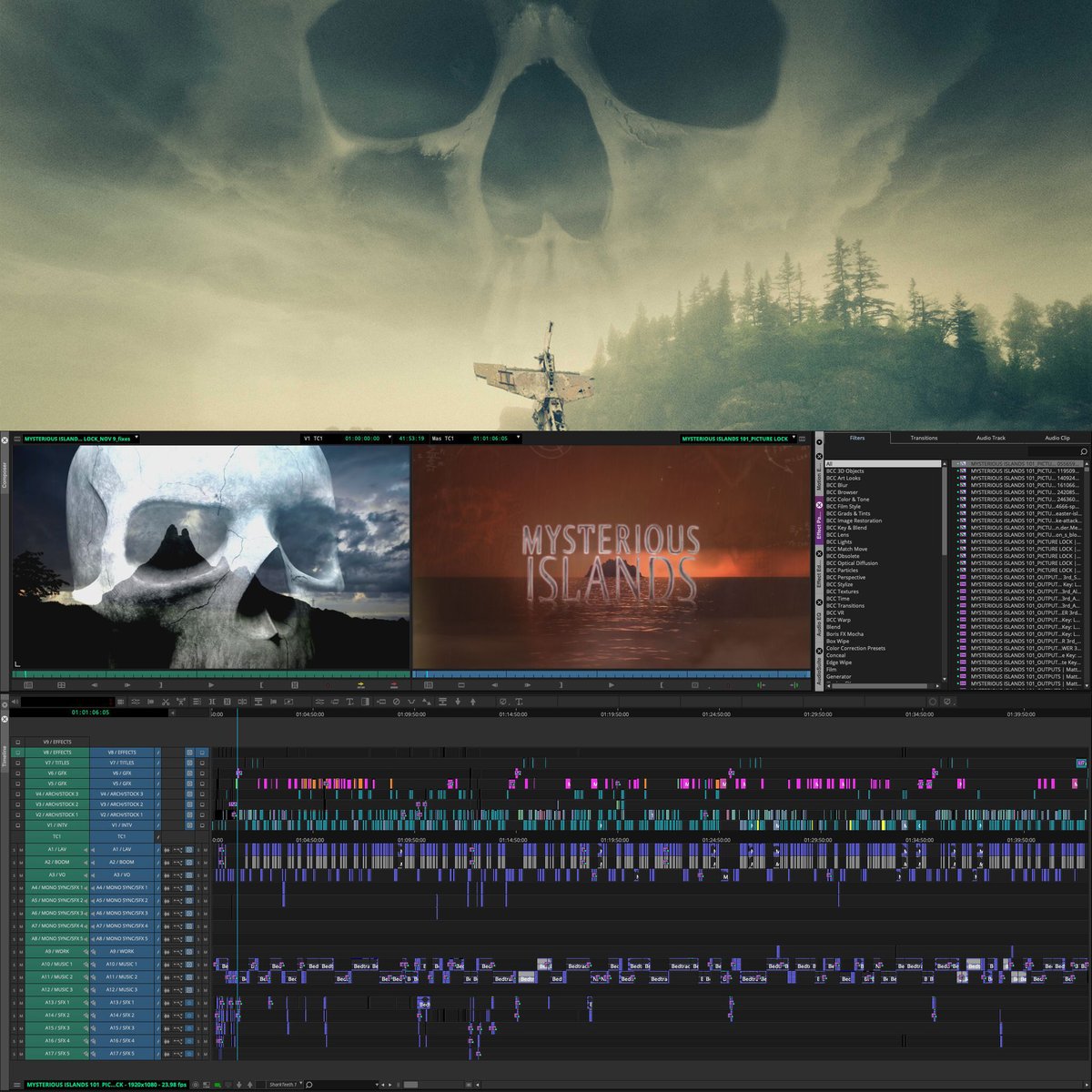 Avid's tweet image. 💀 Timeline for Mysterious Islands
📷 instagr.am/salfabbri
▶️ avid.com/media-composer

#postproduction #mediacomposer #postchat #avid #mysteriousislands #timeline #avidmediacomposer