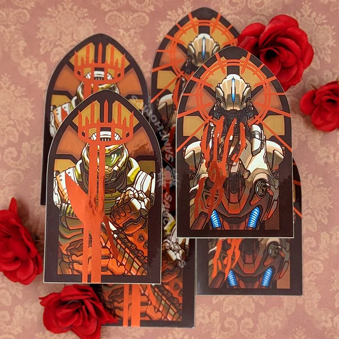 restocking some sold out stickers of doom and eliksni for my mini shop update!