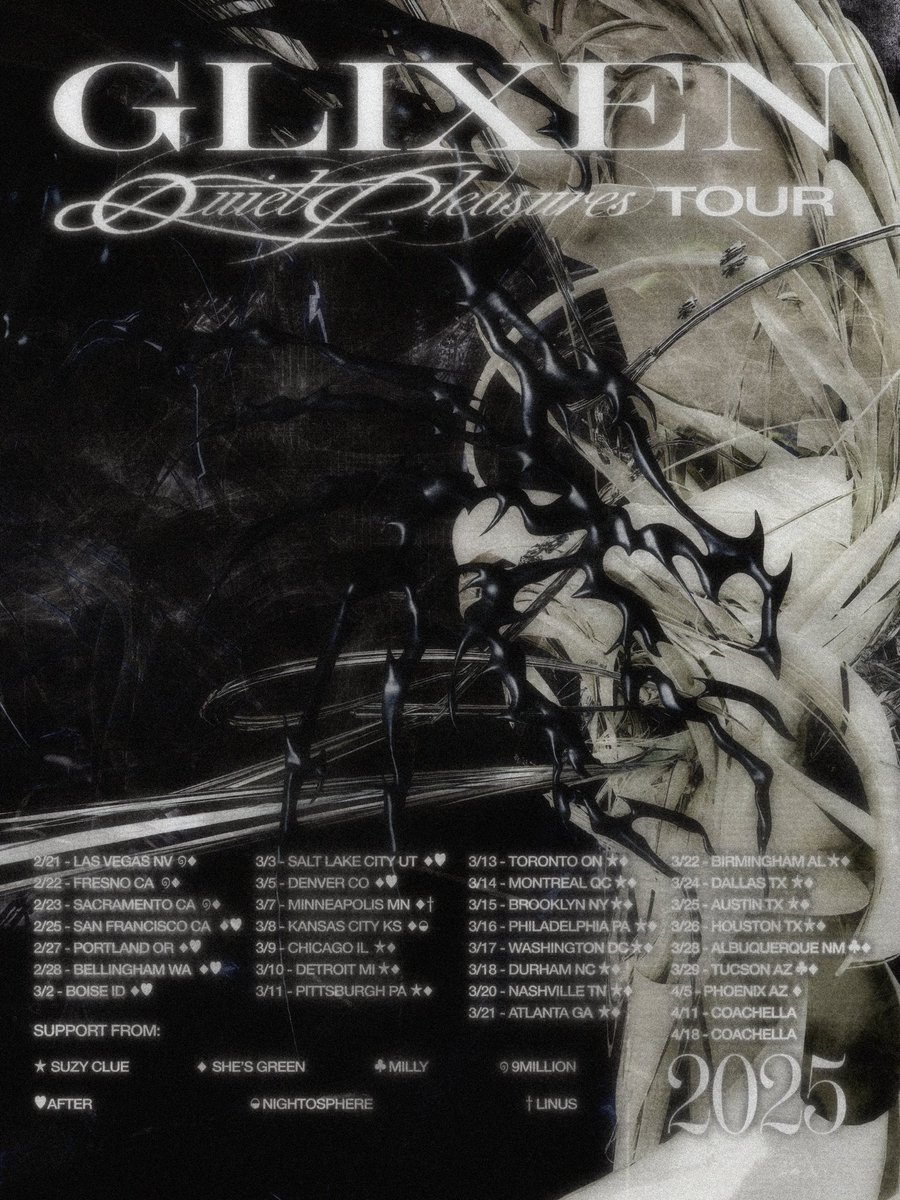 itsglixen's tweet image. hi i redownloaded this app to post our first headlining tour in 2025 with support from she’s green, Suzy Clue, and After 🩶
our next ep Guilty Pleasures comes out 2.21.25