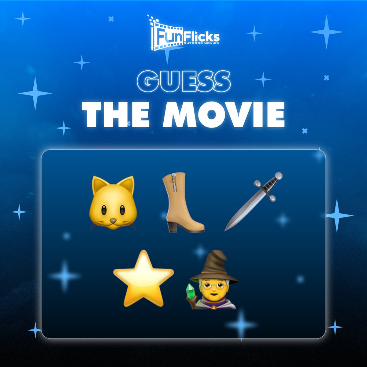 Can you guess which movie we're thinking of with these emojis: 🐱👢🗡️⭐🧙‍♂️?