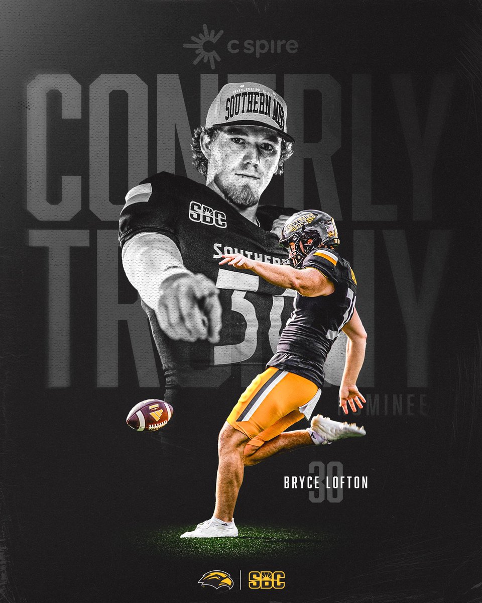 Southern Miss Football (@southernmissfb) on Twitter photo The 2024 Southern Miss Conerly Trophy Nominee ๐
โก๏ธ <a href="/bryce_lofton35/">Bryce Lofton</a>
<a href="/MsSportsHoF/">Mississippi Sports Hall of Fame & Museum</a> | #SMTTT The 2024 Southern Miss Conerly Trophy Nominee ๐
โก๏ธ <a href="/bryce_lofton35/">Bryce Lofton</a>
<a href="/MsSportsHoF/">Mississippi Sports Hall of Fame & Museum</a> | #SMTTT