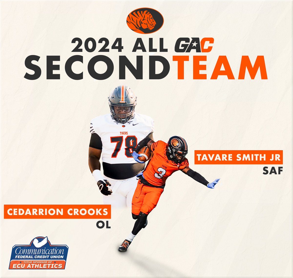 ECUTigersFB's tweet image. Our 2024 Tiger GAC All-Conference Selections❕
#BeTheStandard #AllConference