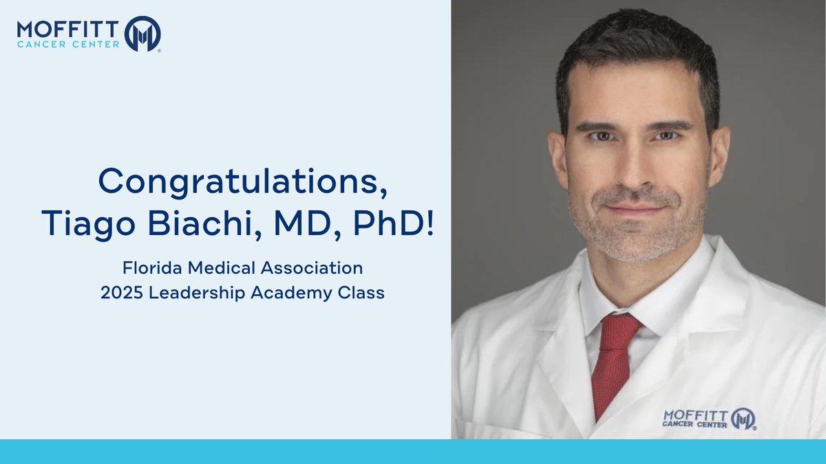 Moffitt Cancer Center (@moffittnews) on Twitter photo Congratulations to Tiago Biachi, MD for being selected for the <a href="/FloridaMedical/">Florida Medical Association</a> 2025 Physician Leadership Academy Class! Those selected come from various specialties and practice environments but share a common objective of becoming effective advocates for the medical profession Congratulations to Tiago Biachi, MD for being selected for the <a href="/FloridaMedical/">Florida Medical Association</a> 2025 Physician Leadership Academy Class! Those selected come from various specialties and practice environments but share a common objective of becoming effective advocates for the medical profession