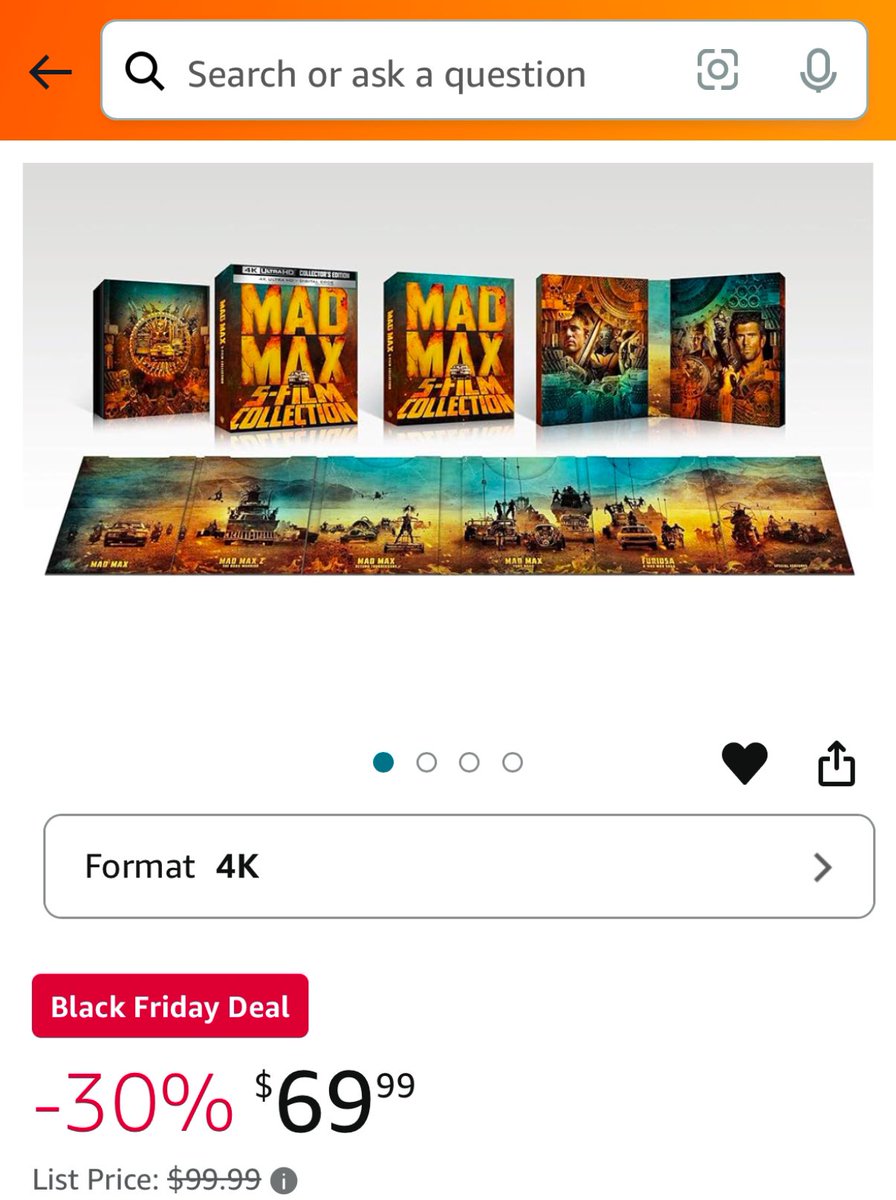 The #MadMax 5-Film Collection is 30% off on Amazon. - $69.99