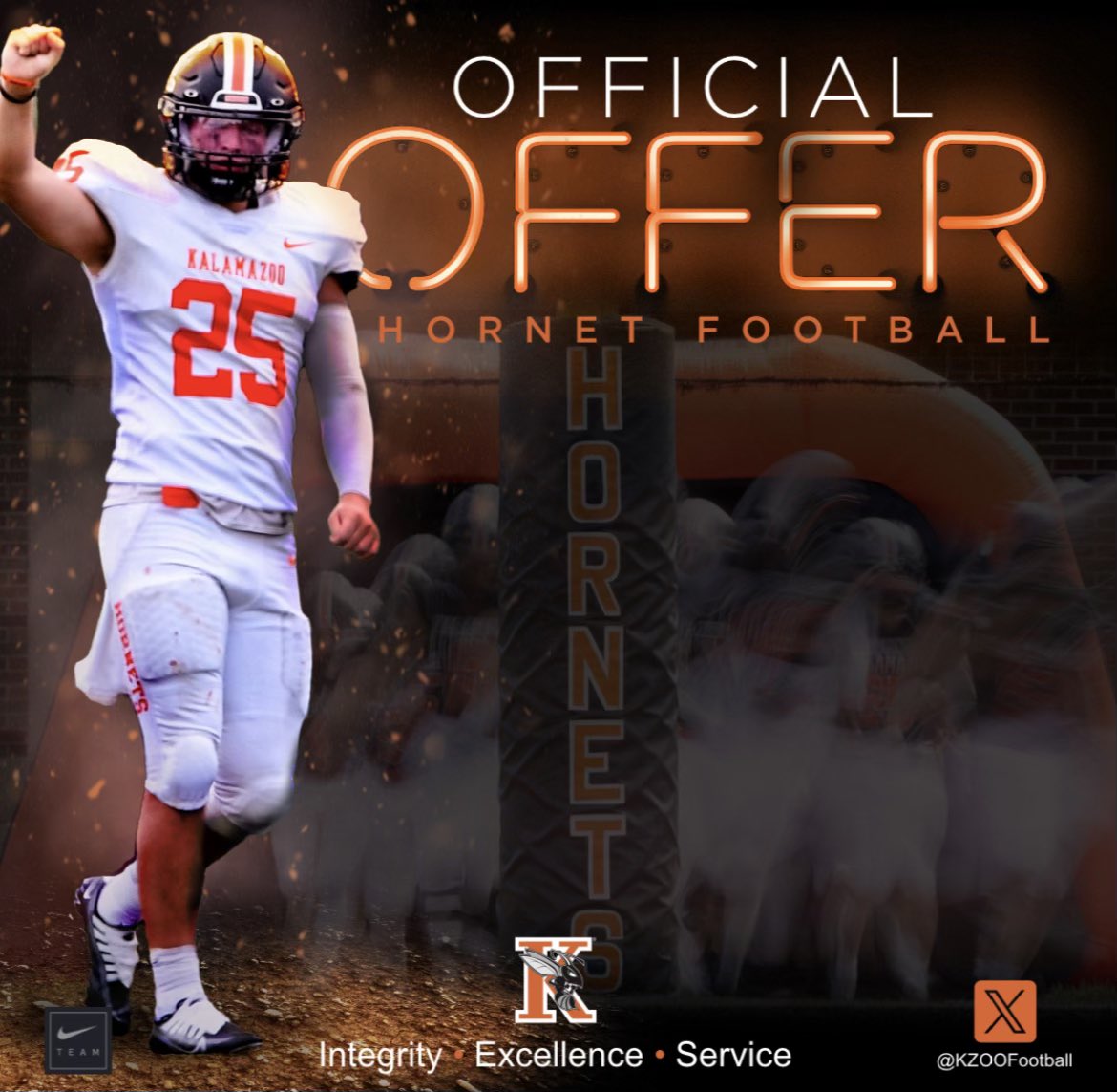 After a great talk with <a href="/coachBCbess/">Casey Bess</a> I’m extremely happy to announce that I’ve been offered by <a href="/KzooFootball/">Kalamazoo College Football</a>