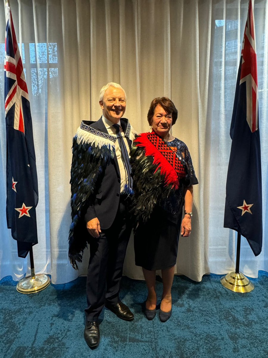 phil_goff's tweet photo. A privilege today to conduct an investiture on behalf of the Governor General awarding the New Zealand Order of Merit to Ereti Mitchell. An absolutely delightful lady who has promoted NZ Scottish relations and Māori culture in the UK for nearly 50 years. https://t.co/eKlPElCBQT