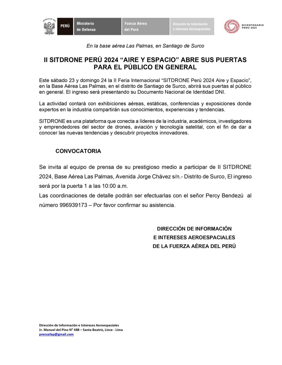 fapperu's tweet image. Convocatoria SITDRONE 2024