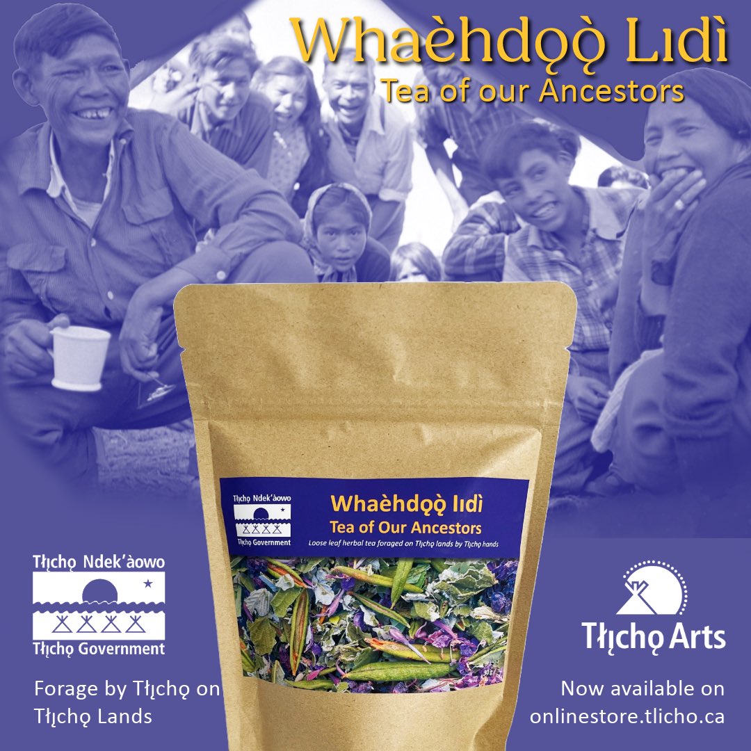 TlichoArts's tweet photo. Whaèhdǫǫ̀ Lıdì (Tea of Ancestors) is a loose-leaf herbal tea that beautifully blends plants representing the wisdom and traditions of the Tłı̨chǫ people. Now available on https://t.co/Ee5REJoofT https://t.co/MYn10mqbmR