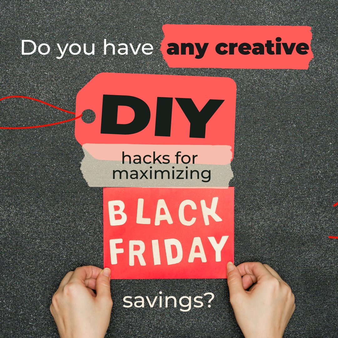VickiPiatt1's tweet photo. 💡💸 Get ready to level up your Black Friday game with some DIY savings magic! ✨🛍️ 

Do you have any creative hacks for maximizing those discounts and turning Black Friday into a budget-friendly extravaganza? 

Whether it's coupon stacking, price matching, or https://t.co/56C6RGL4vy