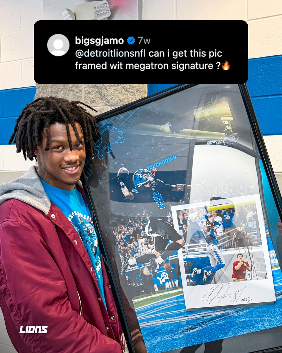 Lions's tweet photo. Shout out to @calvinjohnsonjr 🙏 https://t.co/ut0Qm6LCyQ