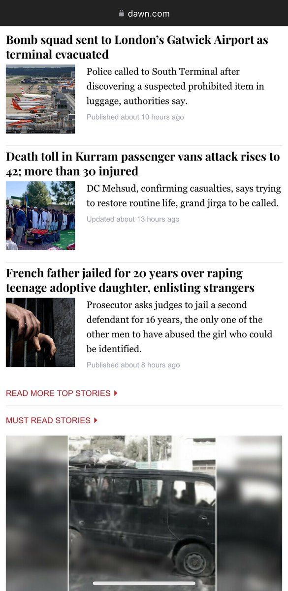 mazdaki's tweet photo. Kurram is soaked in blood but Pakistan’s conventional media has relegated it to a non-issue. The daily Dawn — an otherwise reputable publication — has the news on # 8 on its web portal. The core Pakistani state’s callus privilege is unbelievable! https://t.co/8CRhu4mRri