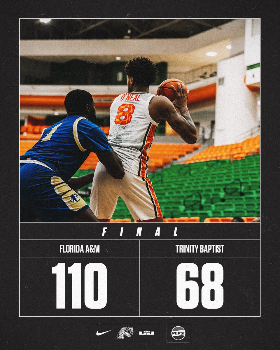 FAMU_MBB's tweet photo. 𝗥𝗔𝗧𝗧𝗟𝗘𝗥𝗦 𝗪!

Rattlers get their first victory of the season. 

Shaqir O'Neal led all scorers with 26 points, followed by Milton Matthews with 21.

#FAMU | #Rattlers | #OneMore https://t.co/PeXMMZQbUh
