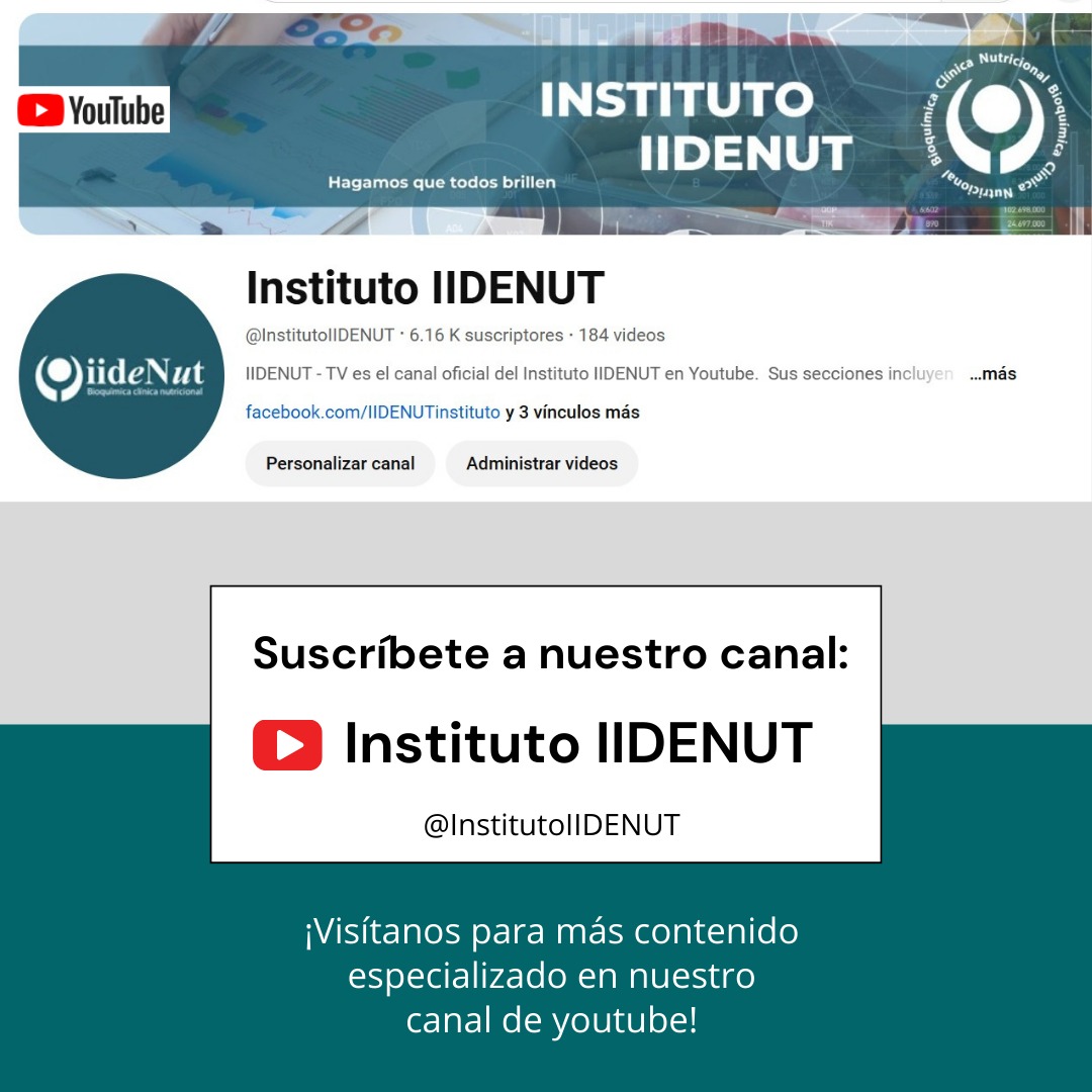 Bienvenidos al portar del Instituto IIDENUT en Youtube.  Sus secciones incluyen material audiovisual diseñado con el objetivo de contribuir con el fortalecimiento de las competencias de los profesionales de nutrición en América y Europa. Síguenos...

youtube.com/@InstitutoIIDE…