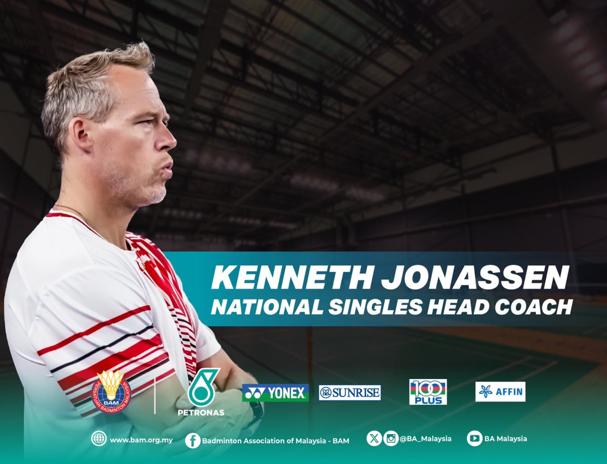 OFFICIAL: BAM Appoint New National Singles Head Coach

Badminton Association of Malaysia (BAM) is pleased to announce the appointment of Denmark's Kenneth Jonassen as the new national singles head coach. 

Following an extensive search, BAM has secured the services of Jonassen, a