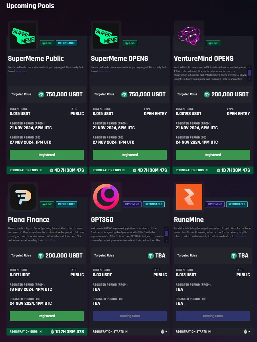 $SFUND <a href="/SeedifyFund/">Seedify</a> #Launchpad is coming strong...😍
back to back #IDOs 
👇Ongoing IDO
<a href="/PlenaFinance/">Plena</a> 
<a href="/VentureMindAI/">VentureMind AI</a> 
<a href="/superdotmeme/">Super Meme</a>