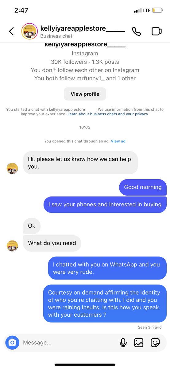 How do we deal with  mannerless yahoo boys posing as vendors. I reached out to this guy in #Akure as I was shopping to replace my phone. See conversation on WhatsApp and Instagram. 

How do I explain this? <a href="/instablog9ja/">Instablog9ja</a>