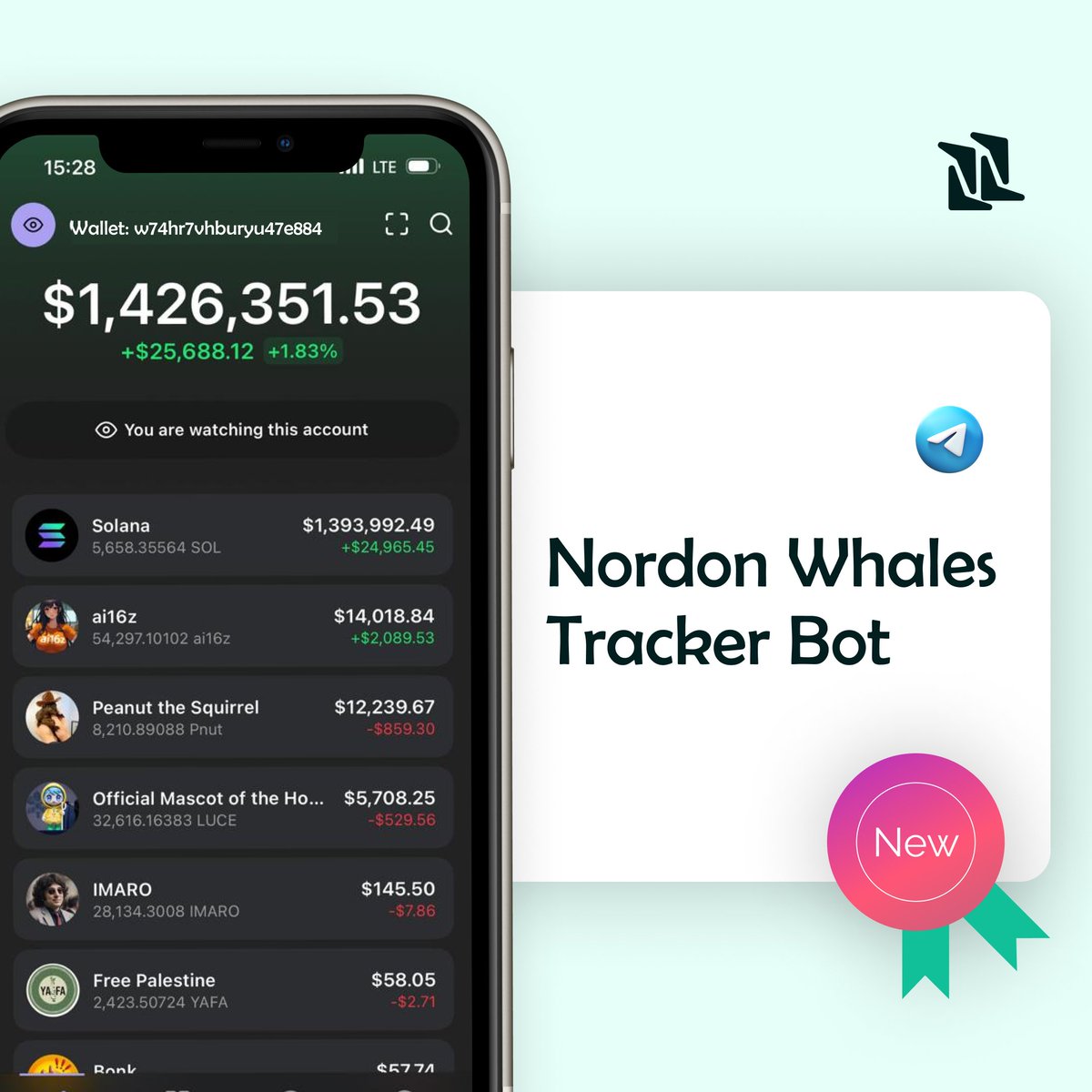 NordonLabs's tweet photo. Introducing Nordon WhaleWallet TrackerBot! 🚀

Your ultimate Degen Buddy! 🐋💸

Stay ahead of the crypto market with real-time alerts on whale activities, copy trades, and customizable tracking. 📈💰

Visit: https://t.co/5ZIgOG6LA7 🐳

#crypto #memes https://t.co/LtxjaGhqgR