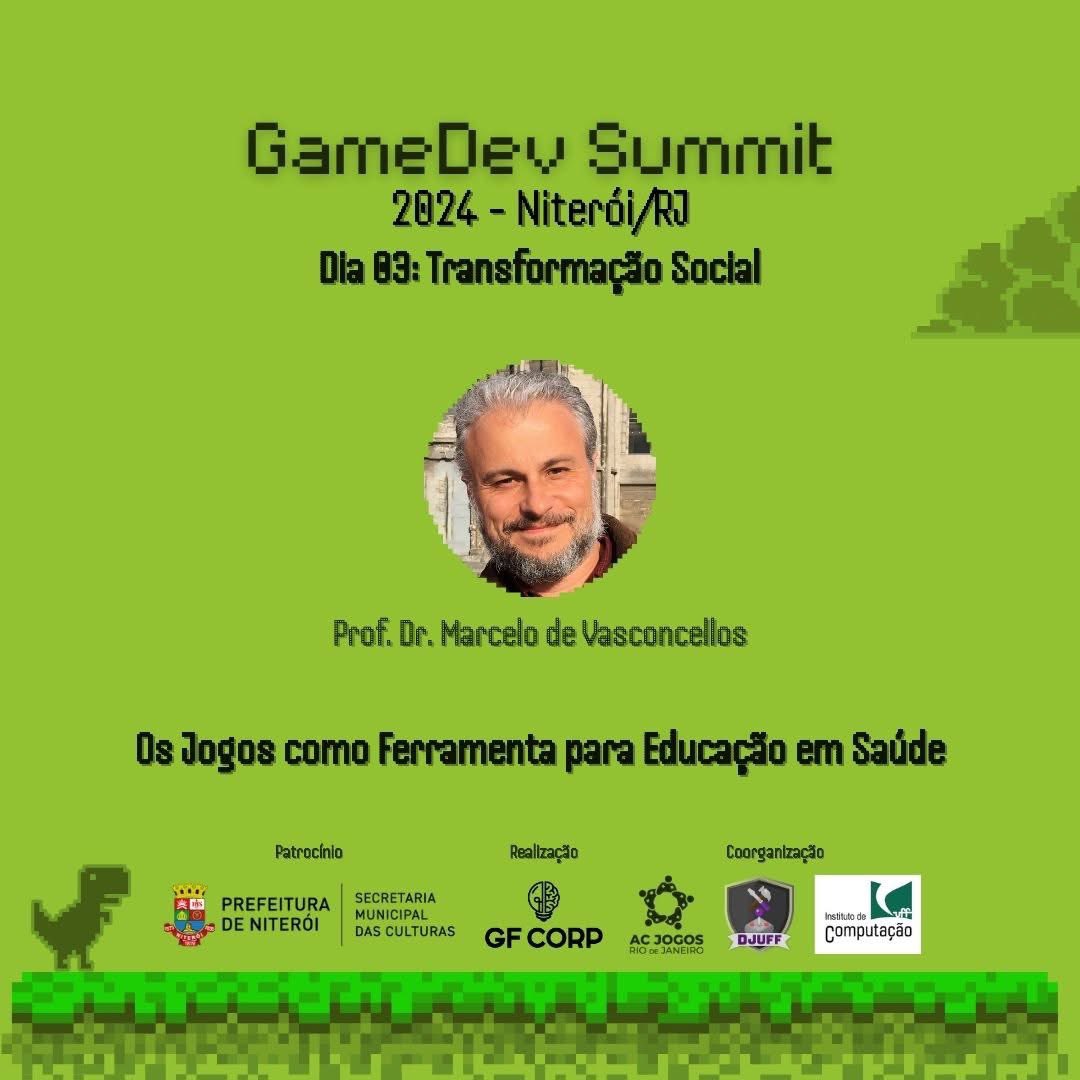 GFCorpBR's tweet photo. No dia dedicado a discutir a transformação social promovida pelos games, o GameDev Summit 2024 tem a honra de receber como palestrante Marcelo Vasconcellos, Pesquisador no Centro de Desenvolvimento Tecnológico em Saúde (CDTS) da Fundação Oswaldo Cruz (FIOCRUZ).

+ https://t.co/DTIP5BXETP
