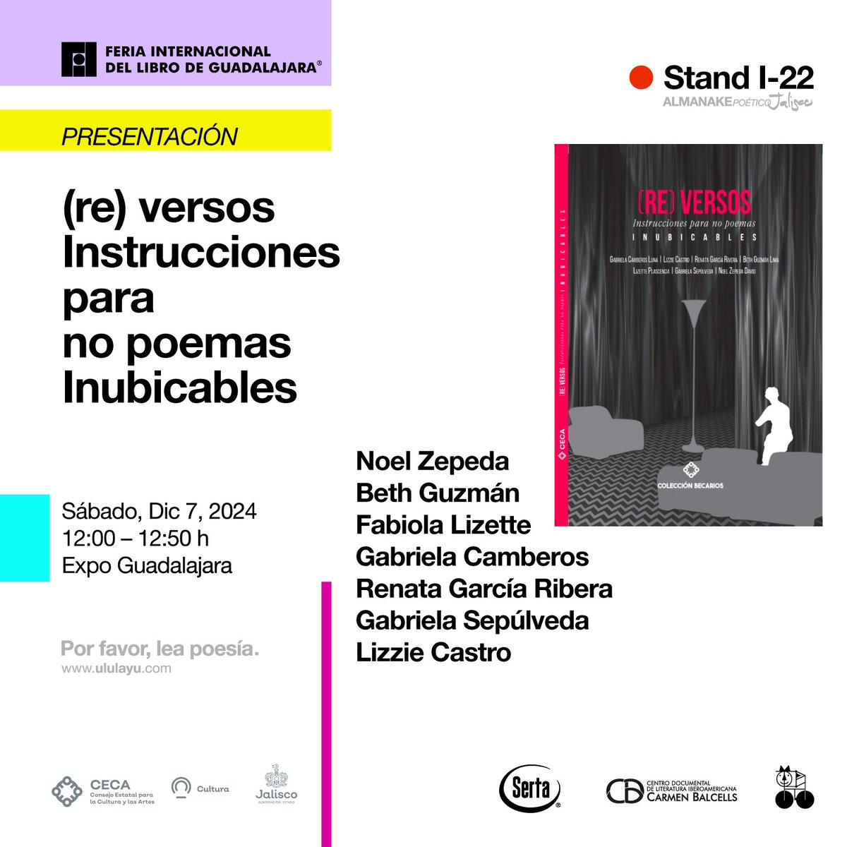 inubicables's tweet photo. Presentación y Taller @inubicables
en la @FILGuadalajara de nuestro libro: 
_(re) versos Instrucciones para no poemas_ 
@inubicables
📍 Stand I-22  
🗓️ sábado 7 de diciembre 
🕗 12: 00 horas
Los esperamos 🌟
@ceca.jalisco 
@CulturaJalisco https://t.co/5EnT08nk39