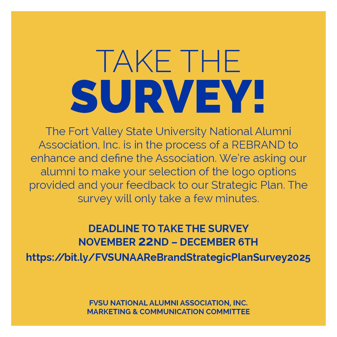 FVSUDCAlumni's tweet photo. The FVSU NAA, Inc. is in the process of a REBRAND to enhance &amp; define the Association. We're asking our alumni to make your selection of the logo options provided &amp; your feedback to the Strategic Plan. The survey will only take a few minutes. 

https://t.co/36Y516hZJv https://t.co/lI5n4IR5MM