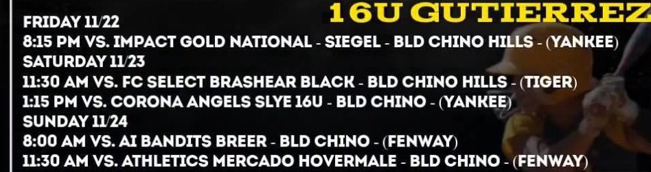 Come check us out at BLD Chino Hills this weekend starting tonight at 8:15pm (Yankee) @ Don Battles On!  Last showcase of the fall…