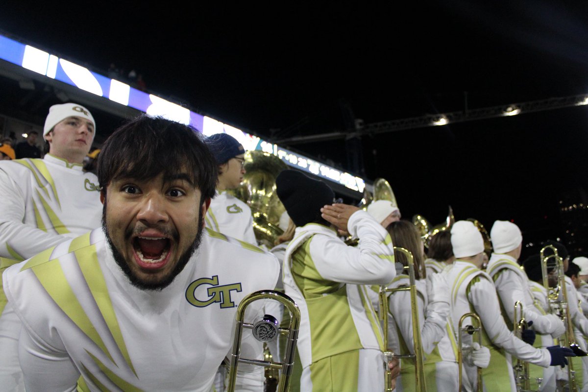 GTmarchingband's tweet photo. One helluva win! We’re so happy to send our seniors out with a dub and an undefeated season in BDS! https://t.co/kp6ah9fWfP