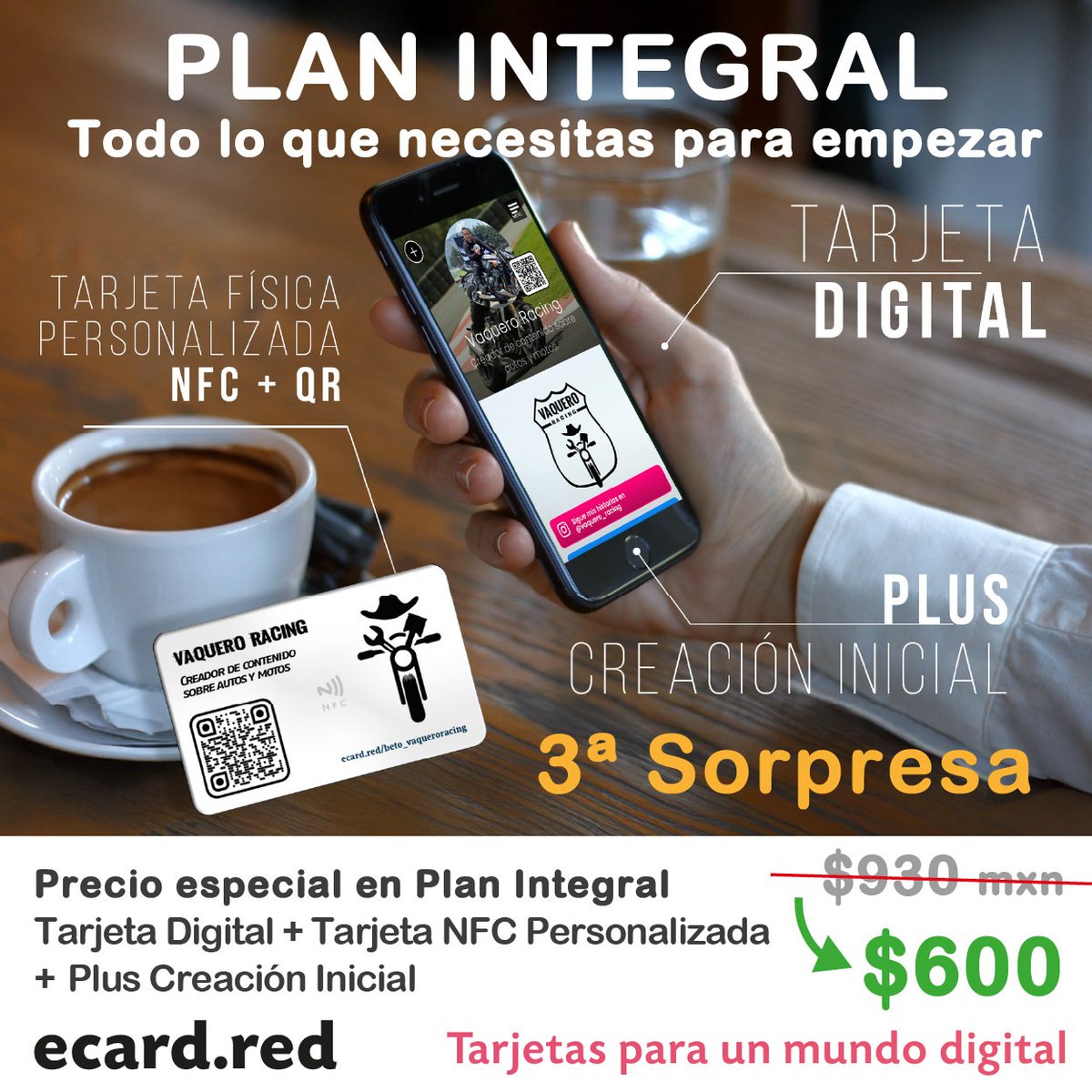 ecardred's tweet photo. ¡Sorpresa número 3!
Plan Integral: tarjeta digital + tarjeta física personalizada NFC + Plan Plus para tener exito.
https://t.co/pfXwmwWClQ 
#eCard #PlanIntegral #TarjetaDigital #TarjetaFísica #NFC #PlanPlus #LicenciaPremium #OfertaEspecial #Networking #CrecimientoProfesional https://t.co/ZHOyx8AGYr
