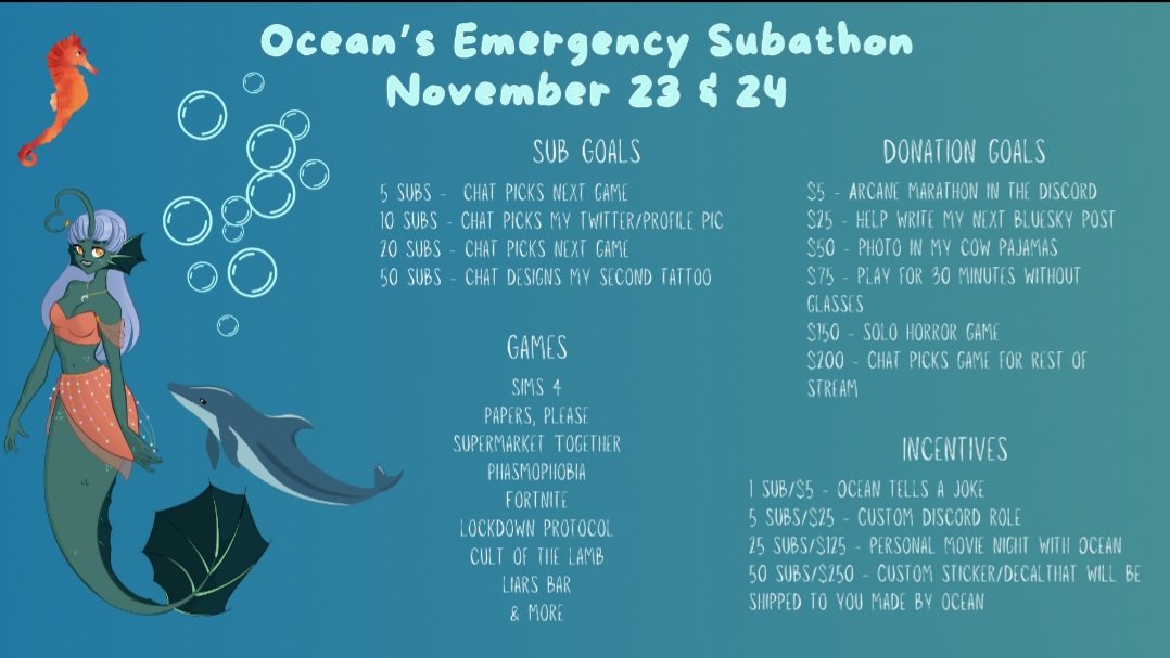 6pm CST Saturday and 2:30 CST Sunday I'll be having my first ever subathon!!!