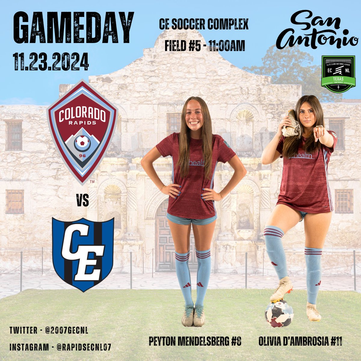 We are back in Texas for or final league matches in the Lone Star State! Let’s go Rapids! <a href="/ImCollegeSoccer/">College Soccer Truth ™</a> <a href="/ECNLgirls/">ECNL Girls</a> <a href="/RapidsYouthClub/">Rapids Youth Soccer</a> <a href="/ImYouthSoccer/">ECNL/GA/Recruiting/College Soccer</a>