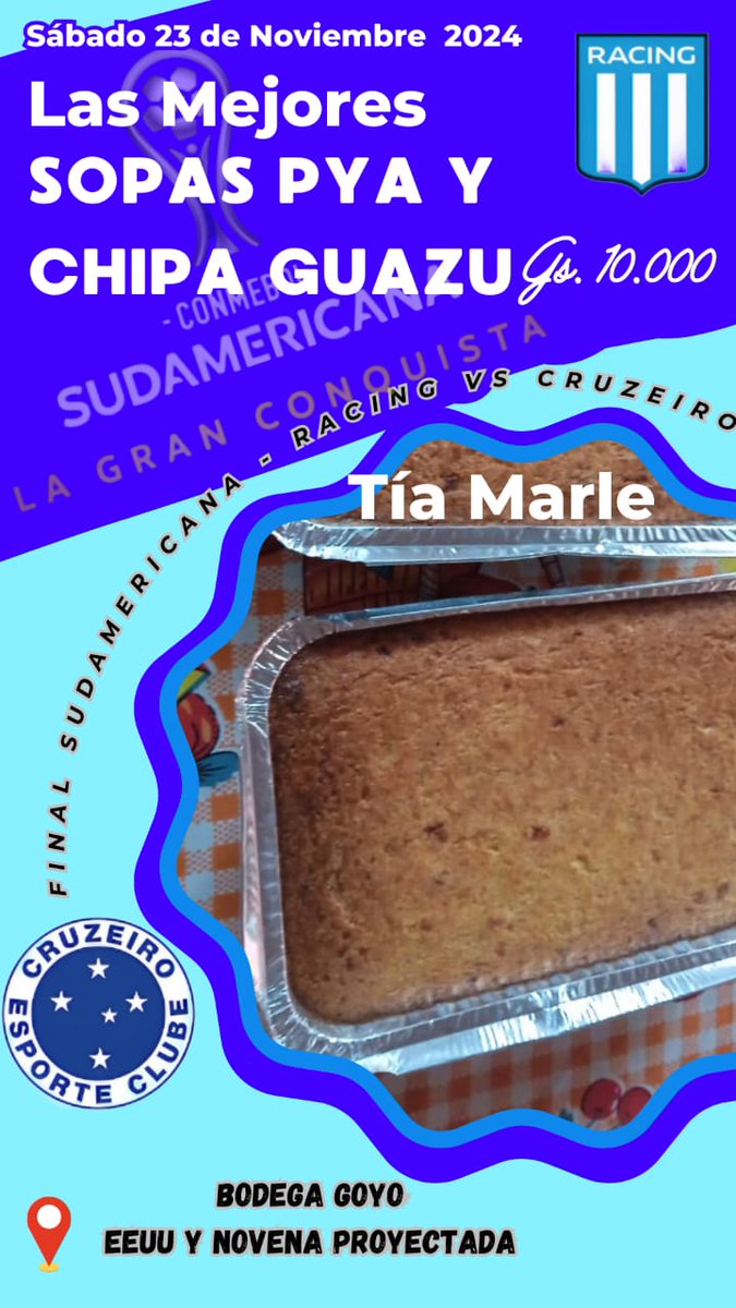 Mañana no podés dejar de probar el mejor desmechado y las más ricas Sopas Pyas y Chipa Guazú de la Tía Marle! 🤤😋👌🏼
Contamos con delivery costo según la zona 
📱 🛵 0983938174