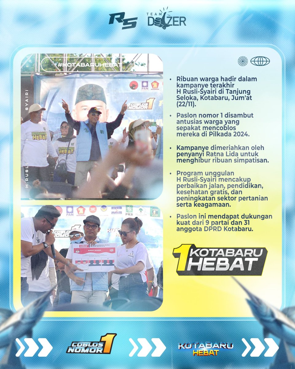 jamarustam1's tweet photo. Ribuan Warga Kotabaru padati Sering Laut, Siap dukung M Rusli dan Syairi Mukhlis nomor urut 1 untuk memimpin di Bumi Saijaan

Kotabaru hebat

#kotabaruhebat #kotabaru #timdozer #muhammadrusli #syairimukhlis #ruslisyairi #mrusli #kalimantanselatan #pilkadakotabaru #muhidinhasnur https://t.co/IjkOM7hjeC