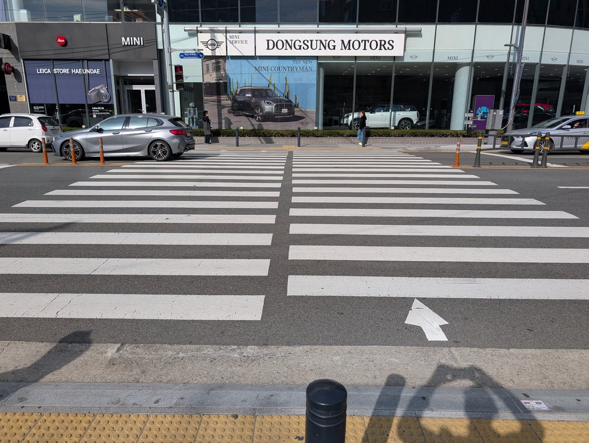 It's a pretty fancy country when even the pedestrian crosswalks are dual lane. Busan, South Korea.