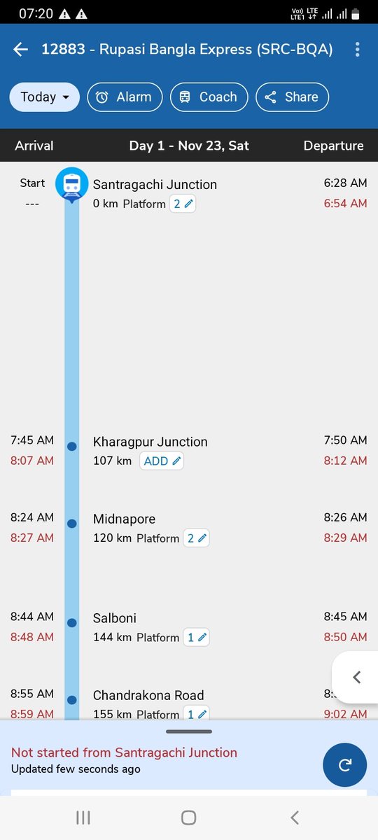 RajibKumarBane8's tweet photo. @narendramodi @RailMinIndia what a shame when you are thinking of a fastest India at that time a super fast train is leaving starting station after one hour. Who is responsible? What punishment you will give to them who had loss our one hour? https://t.co/8utWTt4IJ7