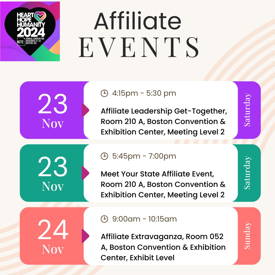 MCTE (@mcte_mi) on Twitter photo We would love to meet you at the affiliate events at #NCTE24 tomorrow and Sunday! Look for us at these events! #NCTEVillage <a href="/bnjmn_k_wdcck/">Benjamin K. Woodcock 🤓</a> <a href="/JessycaMathews/">Jes the Activist Belives In Good Trouble 🤎✊🏾</a> We would love to meet you at the affiliate events at #NCTE24 tomorrow and Sunday! Look for us at these events! #NCTEVillage <a href="/bnjmn_k_wdcck/">Benjamin K. Woodcock 🤓</a> <a href="/JessycaMathews/">Jes the Activist Belives In Good Trouble 🤎✊🏾</a>