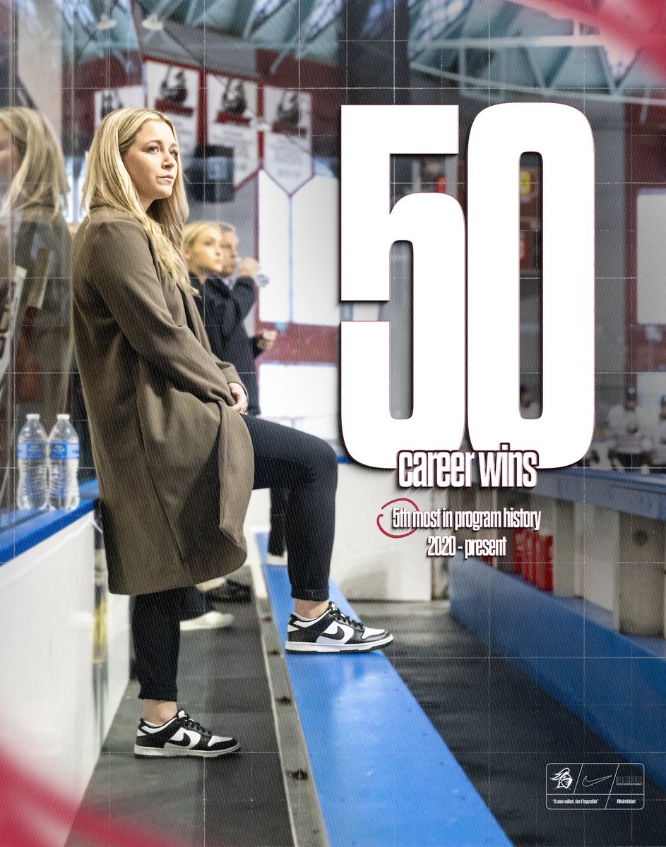 ValiantsWHockey's tweet image. Hat tip to the Jeneral. 

Congratulations to Coach Jen MacAskill on earning career win No. 5️⃣0️⃣ tonight at Chatham! #WeAreValiant