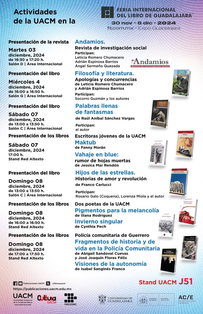Revista “Andamios” en la Ferial Internacional del Libro de Guadalajara: 3 de diciembre. 
#SomosUACM #OrgulloUACM 
😍👇🏻