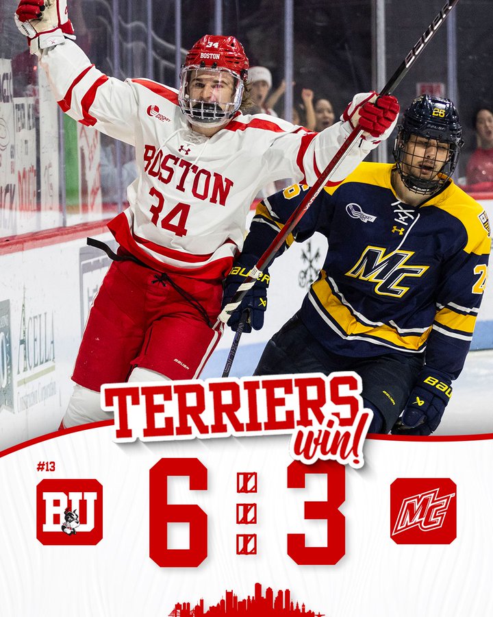 Terriers rally past Merrimack behind Svoboda, Eiserman and Copponi