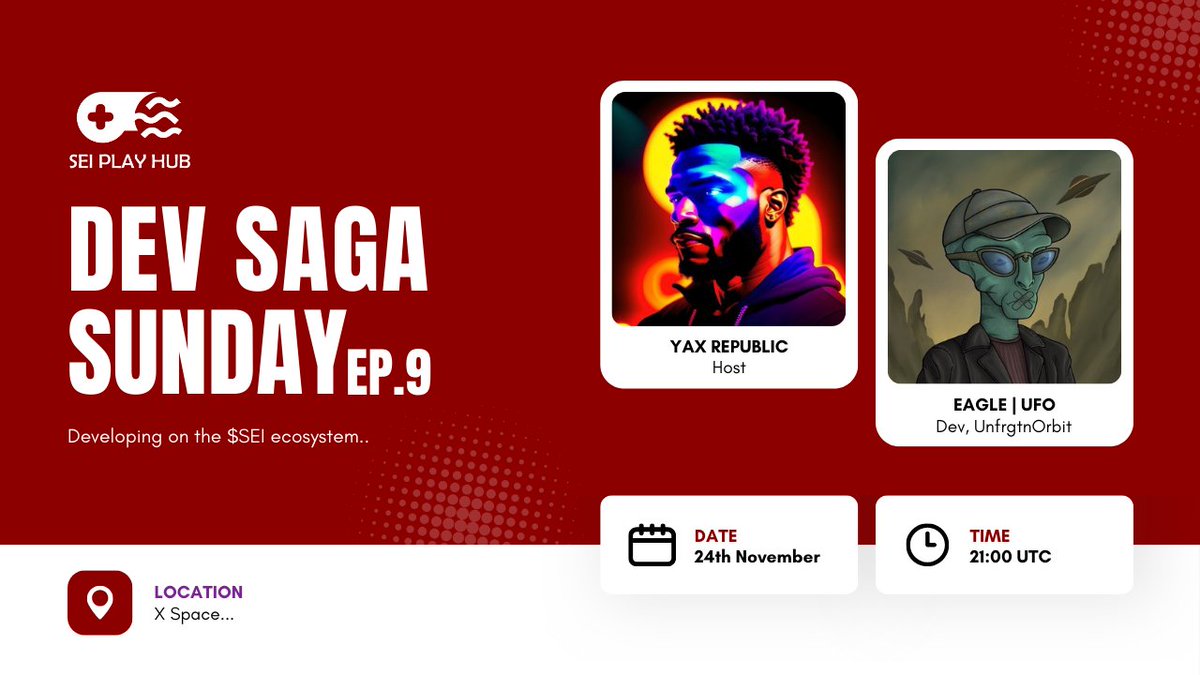 Yax🔥 (@yax_republic) on Twitter photo DEV SAGA SUNADY EP.9 THIS SUNDAY!!!
Join us this Sunday by 21:00 UTC, as we chat with <a href="/EagTf/">Eagle | UFO</a>, The Amazing dev behind <a href="/UnfrgtnOrbit/">The Unfrgtn</a>
Lots of Alphas on developing on $SEI will be shared,
Set your reminders and anticipate greatness!
x.com/i/spaces/1dRKZ… DEV SAGA SUNADY EP.9 THIS SUNDAY!!!
Join us this Sunday by 21:00 UTC, as we chat with <a href="/EagTf/">Eagle | UFO</a>, The Amazing dev behind <a href="/UnfrgtnOrbit/">The Unfrgtn</a>
Lots of Alphas on developing on $SEI will be shared,
Set your reminders and anticipate greatness!
x.com/i/spaces/1dRKZ…