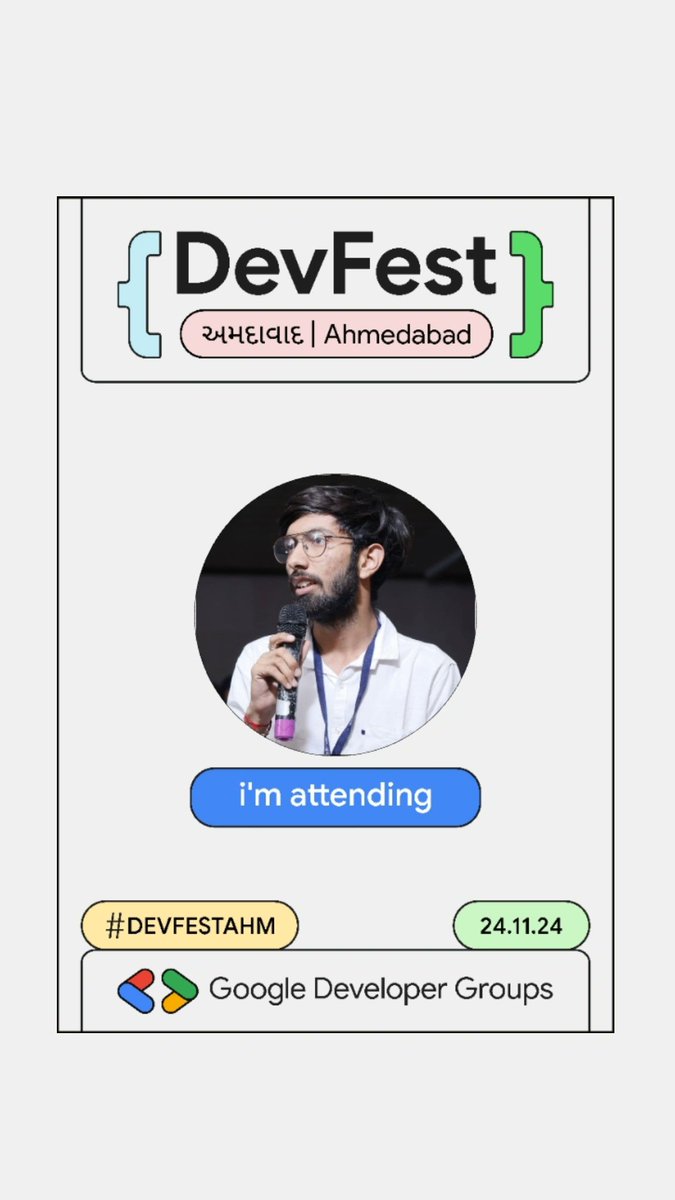 Are you attending #DevFestAhm 2024? 🚀
Create your personalized DevFest badge 🏷️ and show your excitement!
Share it on social media 📲 

Get your badge here: devfest.gdgahmedabad.com/badge

Let’s make DevFest Ahmedabad bigger and better this year! 🙌🎉