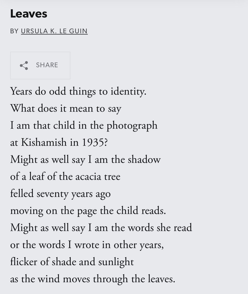“Years do odd things to identity” A poem by Ursula K. Le Guin.