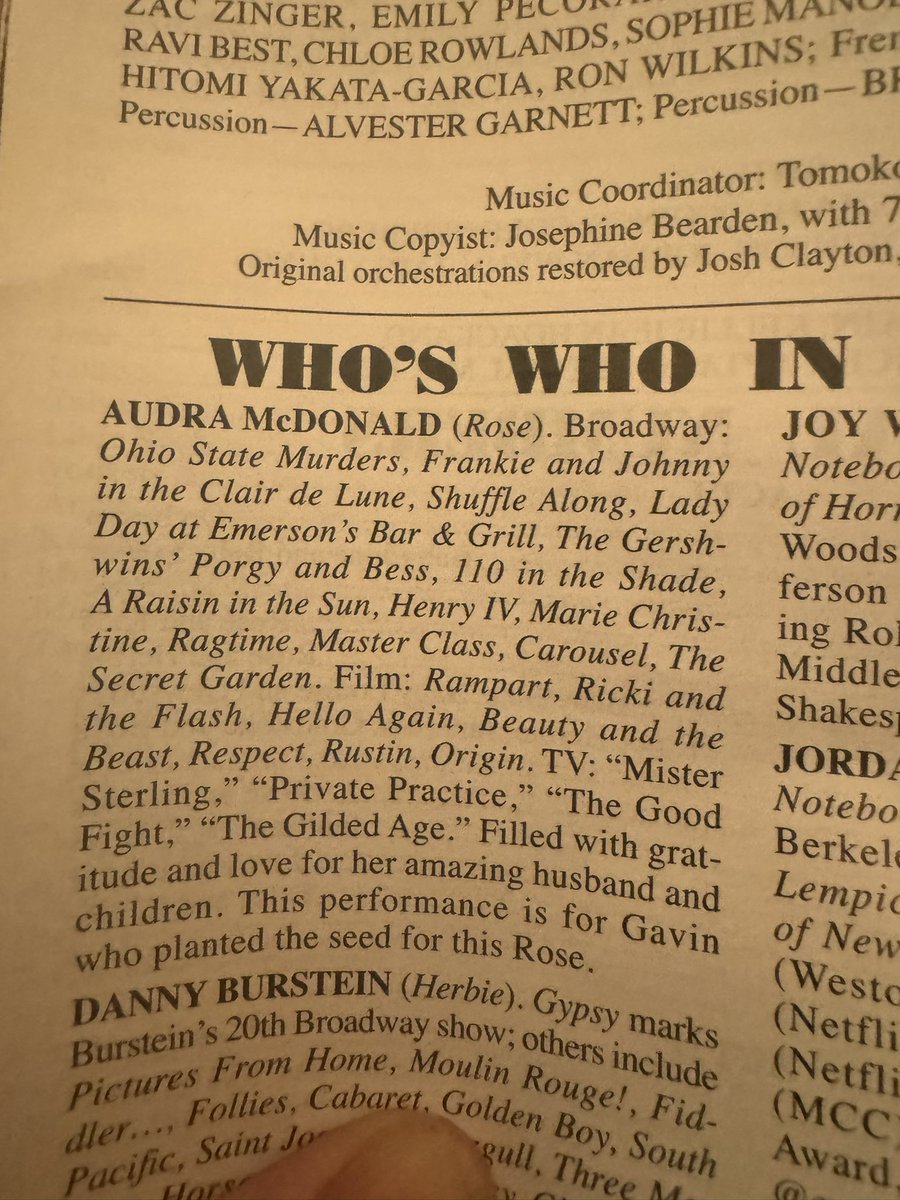 The last line of Audra McDonald’s Gypsy bio 😭