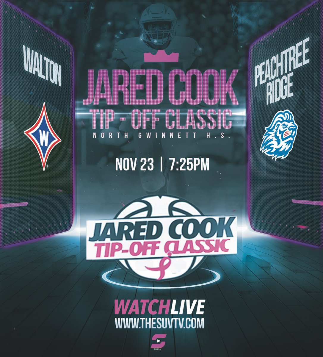 2024 Jared Cook Tip-Off Classic

🏀Walton vs. Peachtree Ridge
📅Sat., Nov. 23
⏰7:25pm
📍North Gwinnett HS
🎟️gofan.co/event/1738158?…
📺thesuvtv.com/jaredcookclass…

<a href="/WaltonBball/">WaltonBasketball</a> <a href="/PRHSBasketball/">Peachtree Ridge Basketball</a> <a href="/COACH_JGRIFF/">Jordan Griffin</a> <a href="/thamalikrideout/">Malik Rideout</a> <a href="/BurrowsCaesar/">Caesar Burrows</a> <a href="/derwinhodge_/">Derwin Hodge</a> <a href="/KaedenGilstrap/">Kaeden Gilstrap</a>
