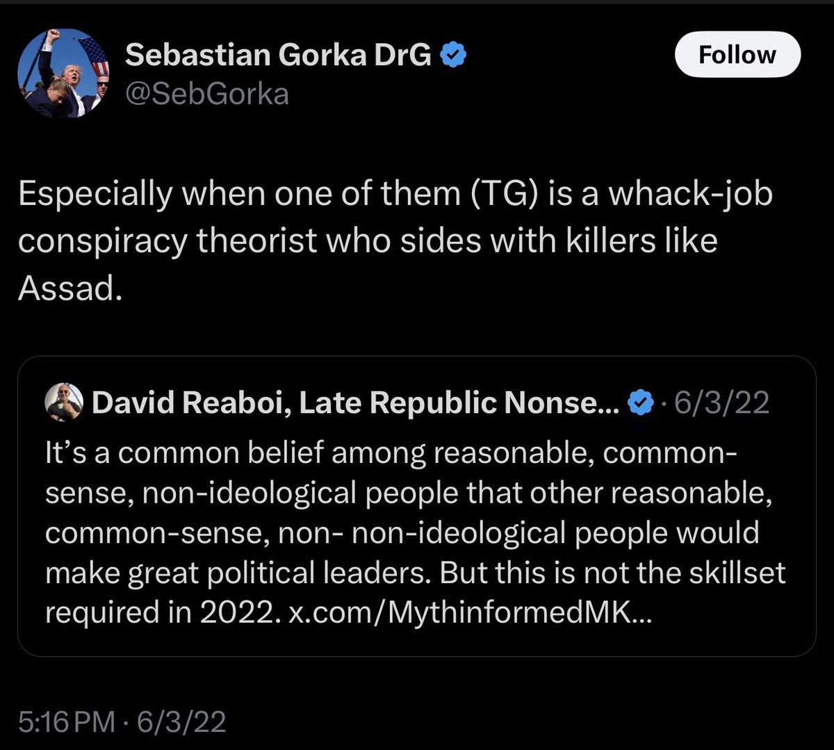 RonFilipkowski's tweet photo. This is Gorka talking about Tulsi Gabbard. https://t.co/98ELpLrciT
