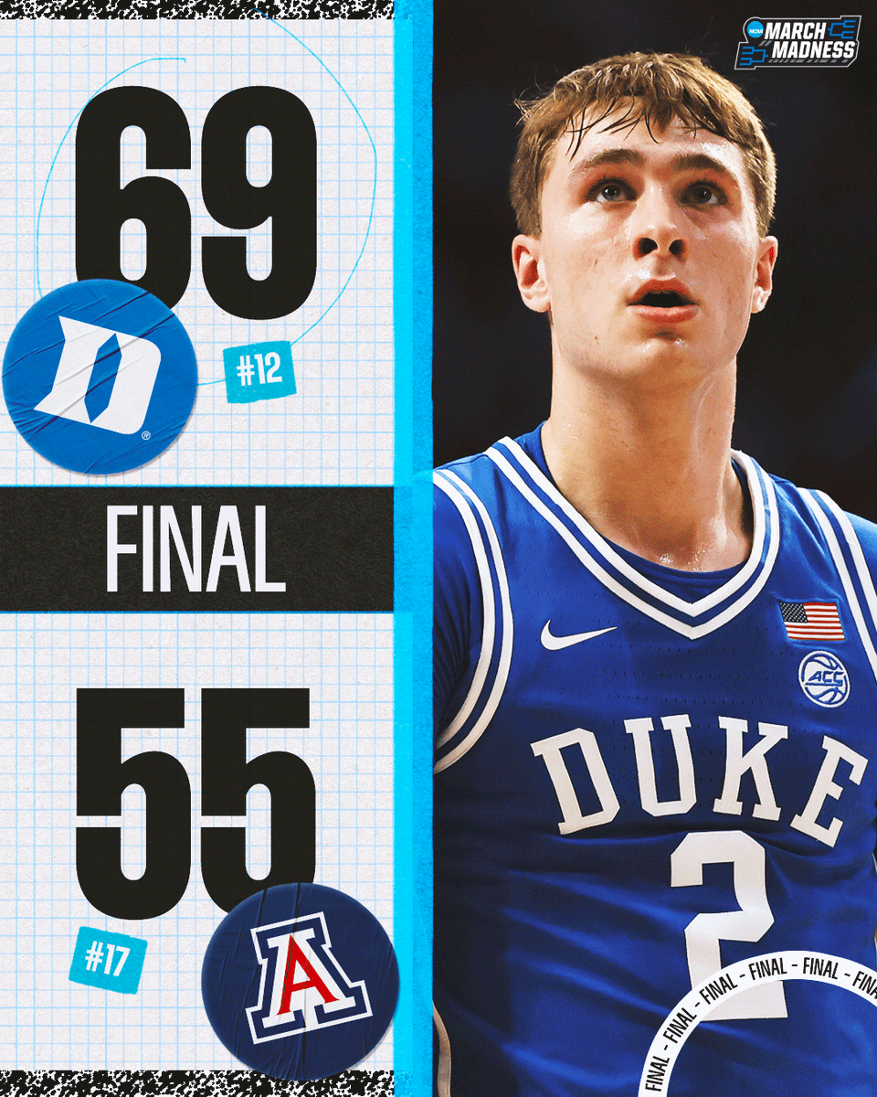 MarchMadnessMBB's tweet photo. NO. 12 DUKE WINS IN TUCSON 🌵

The Blue Devils hand No. 17 Arizona its second straight loss 😈 https://t.co/voQv1lEVTk