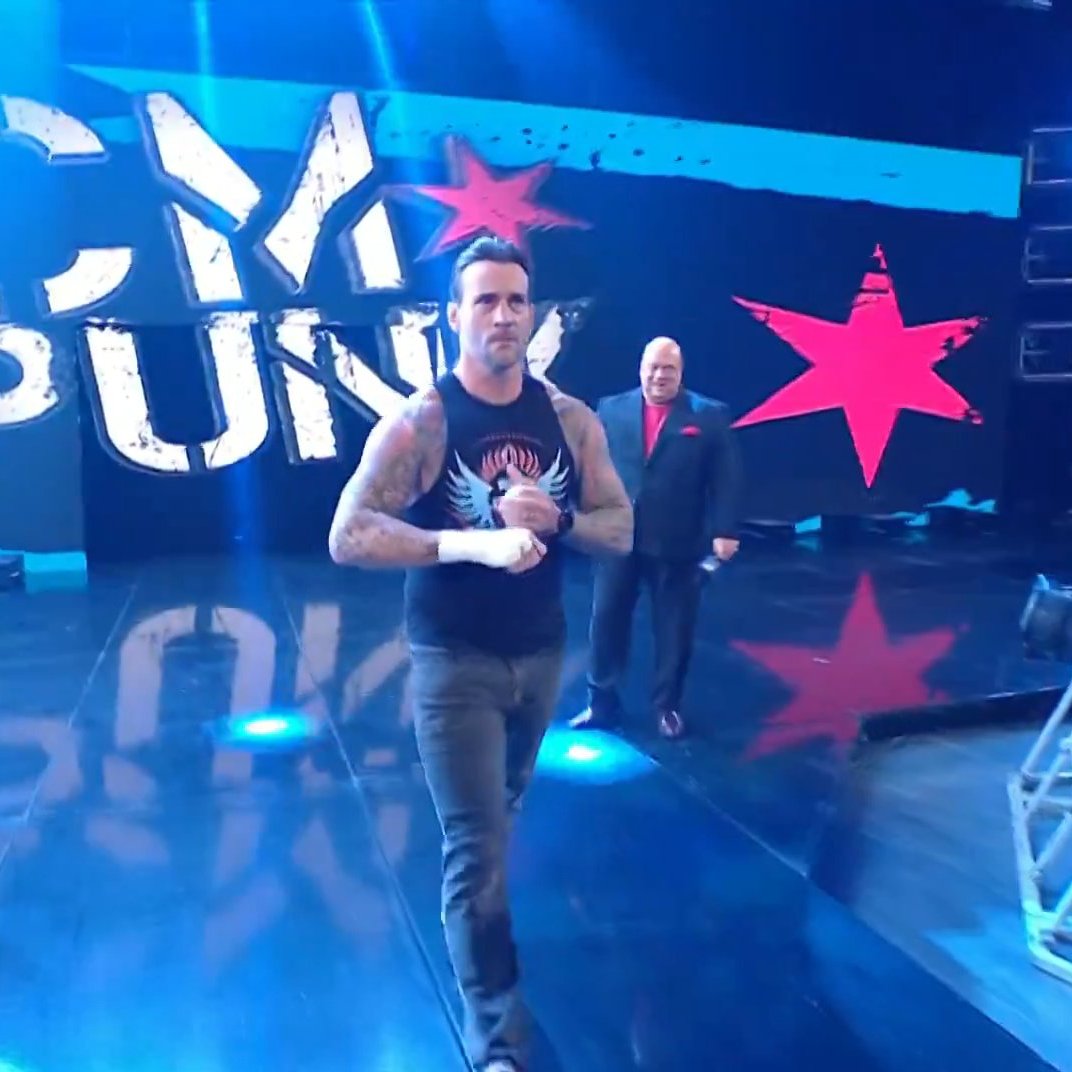 BRWrestling's tweet photo. THE WISEMAN IS BACK 

AND HE BRINGS CM PUNK AS THE 5TH MEMBER FOR WAR GAMES 🤯 https://t.co/kk7gEmjUDP