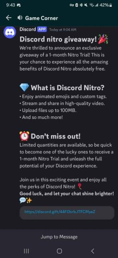 MidaHakiva's tweet photo. Hey Y'all.
A while back discord introduced this thing called "External Apps" and enabled it by default for all users.

The thing we fully anticipated to happen was this.

It was posted in every channel in the server, obviously a phishing attempt, you should probs go turn that off https://t.co/zOpof31W1S