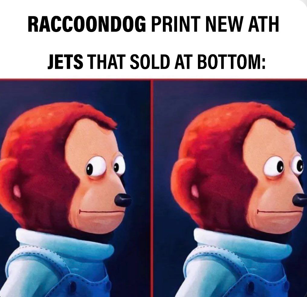 Superazhii's tweet photo. @Jejouw First they laugh, then they sell, then they cry. 

Buy and hold #RaccoonDog

#RaccoonDog keeps printing ATH https://t.co/TXyKKOkBVo